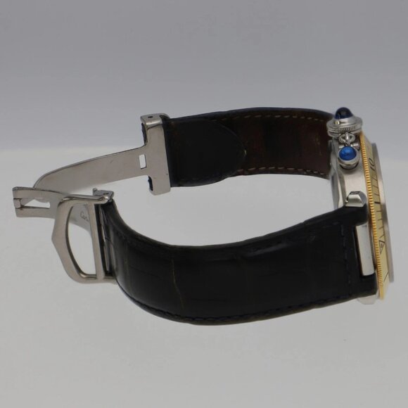 WATCH CARTIER W3101155 Pasha Chrono Silver YG/SS/leather QZ - Picture 5 of 7